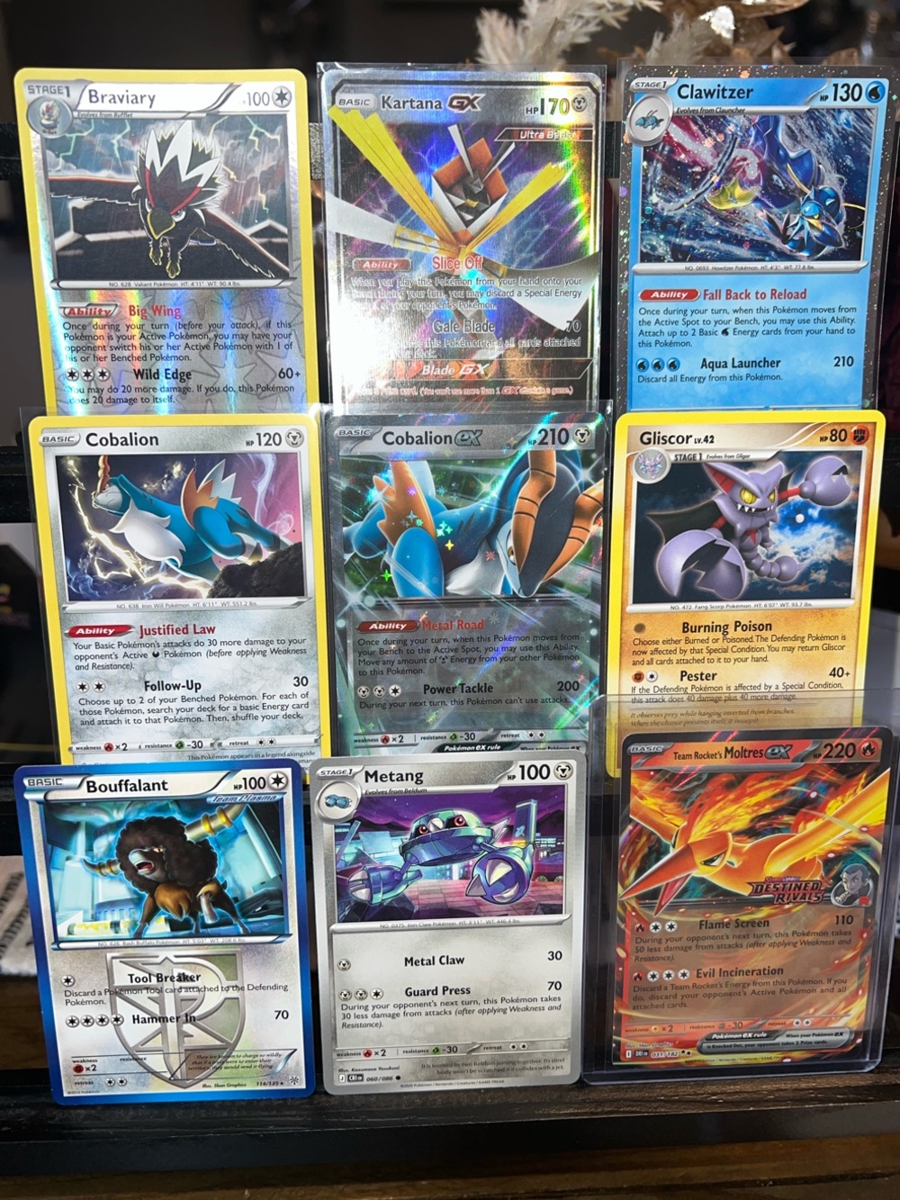 Pokemon 9-card Lot//Great condition. Incudes Kartana GX, Team Rockets Moltres ex